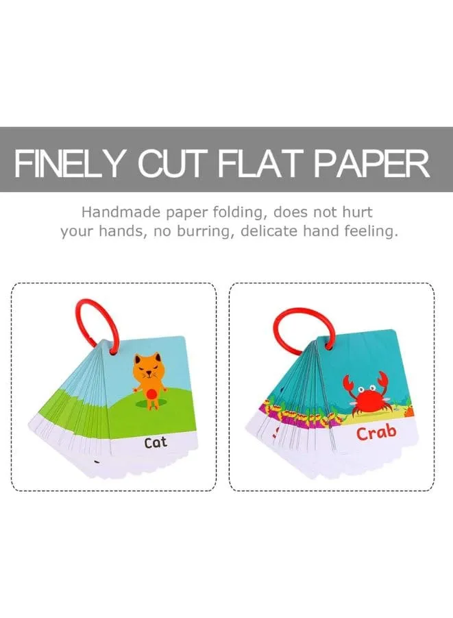 2 Sets Educational Flashcards Pocket Card Preschool Teaching Cards for kids, Feelings/Weather & Zoo Animals