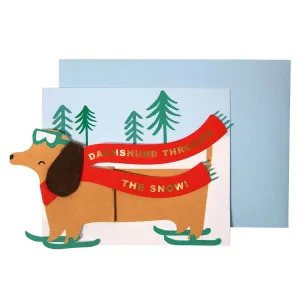 Dachshund Through The Snow Concertina Christmas Greeting Card