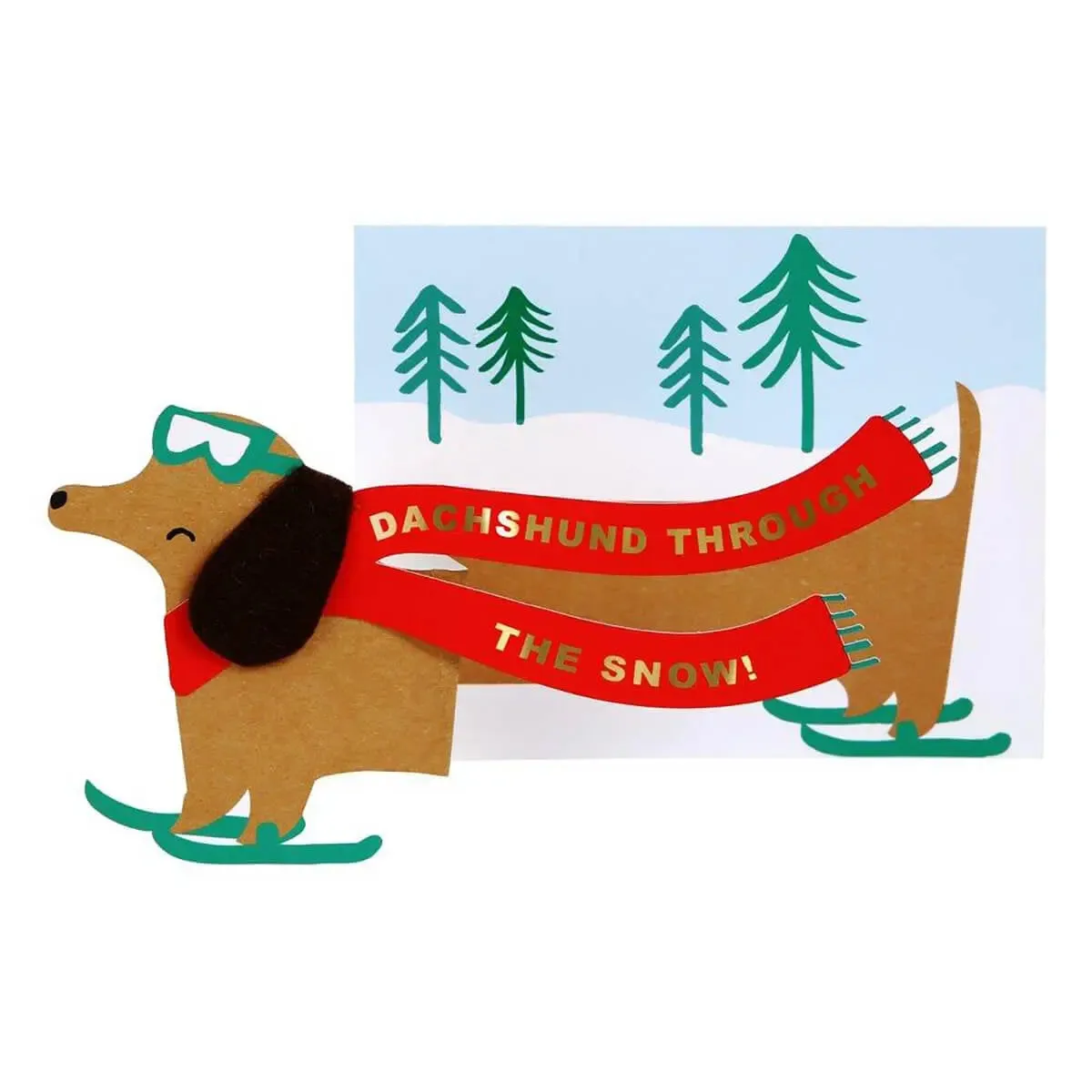 Dachshund Through The Snow Concertina Christmas Greeting Card