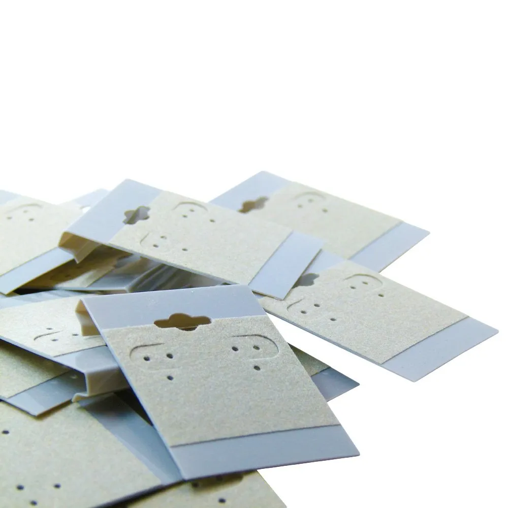 Grey Hanging Earring Display Cards with anti-scratch soft center for various earrings.