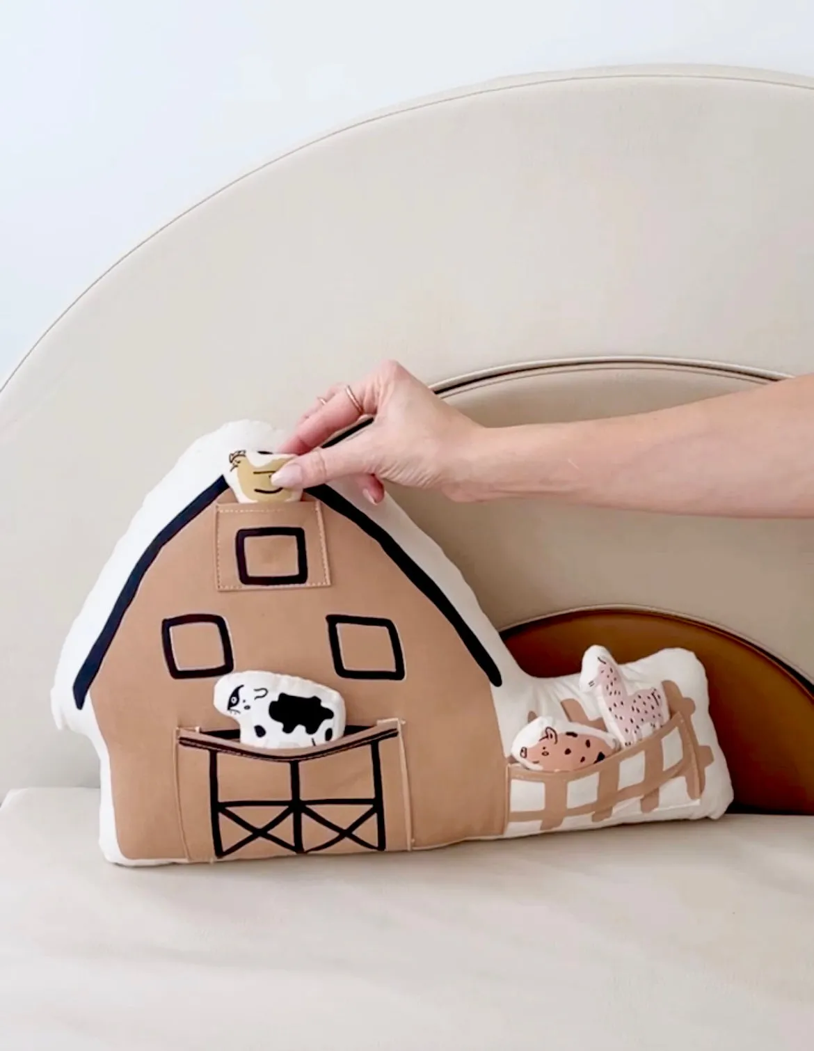 interactive farmhouse   animal pillow
