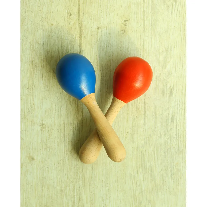 Multicolor Wooden Maracus (Set Of 2)